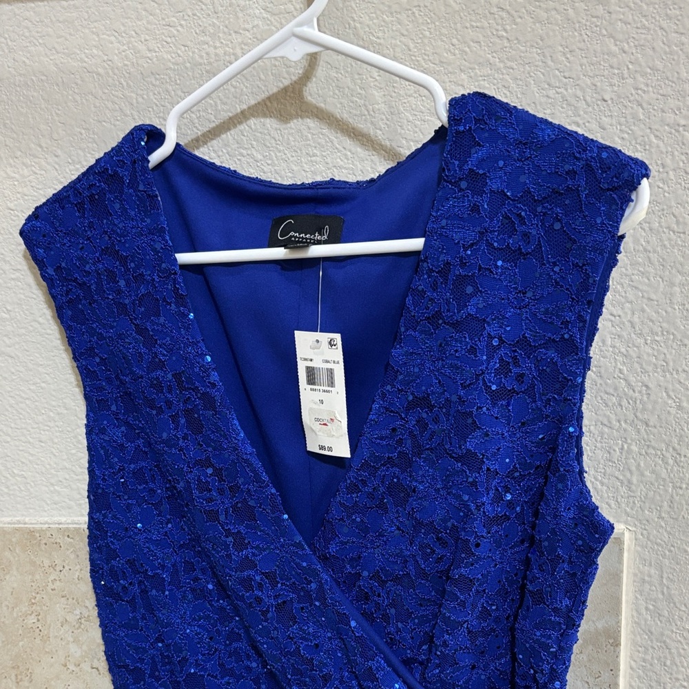Connected Apparel Royal Blue Lace Sequined Dress